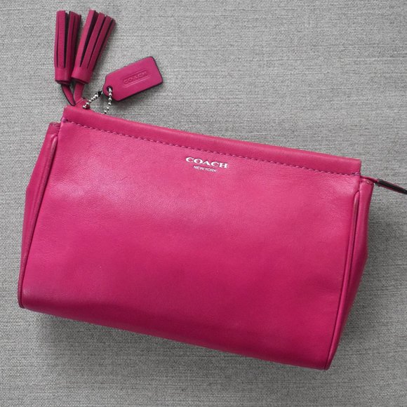 Coach Handbags - Coach Hot Pink Clutch with Tassels